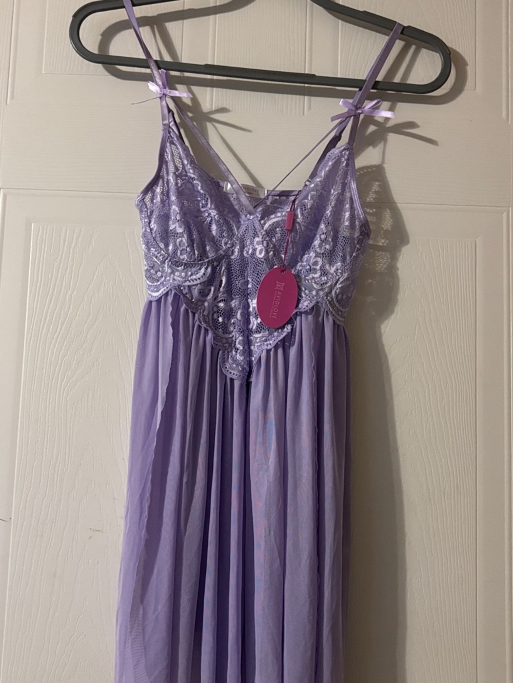 Babydoll Lingerie Lavender Lace & Mesh Chemise Nightgown by Avid Love